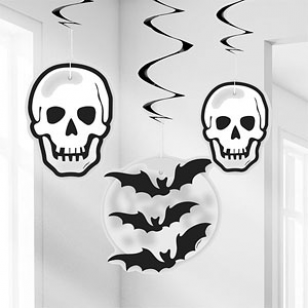 Halloween Skull and Bat Swirls